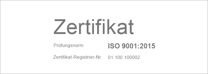 Zertifikat DIN EN ISO 9001:2015